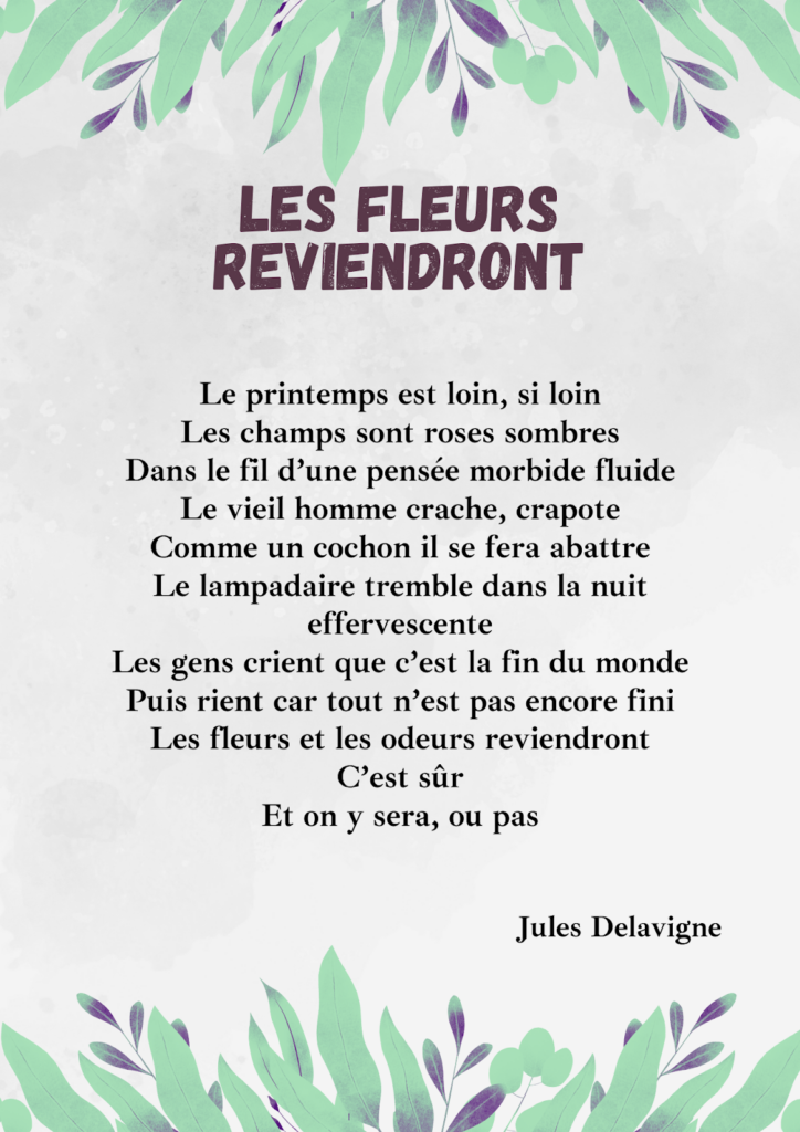 Les fleurs reviendront, Jules Delavigne 